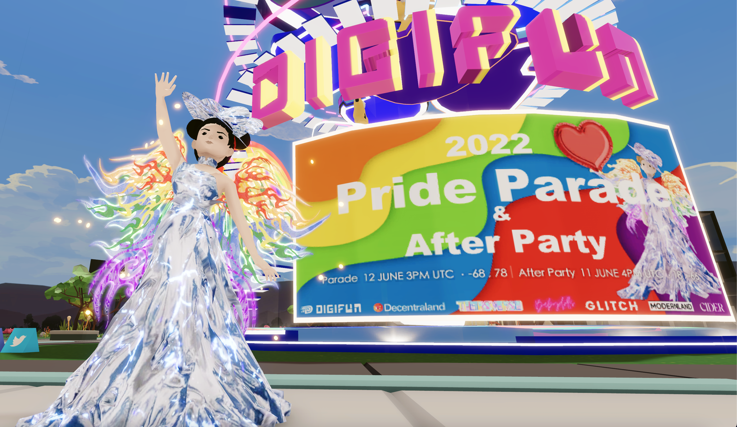                                     Dress： DigiFun X Yaping Chen  Five Elements                                                                   Wings：DigiFun X Mochic   Phoenix pride wings