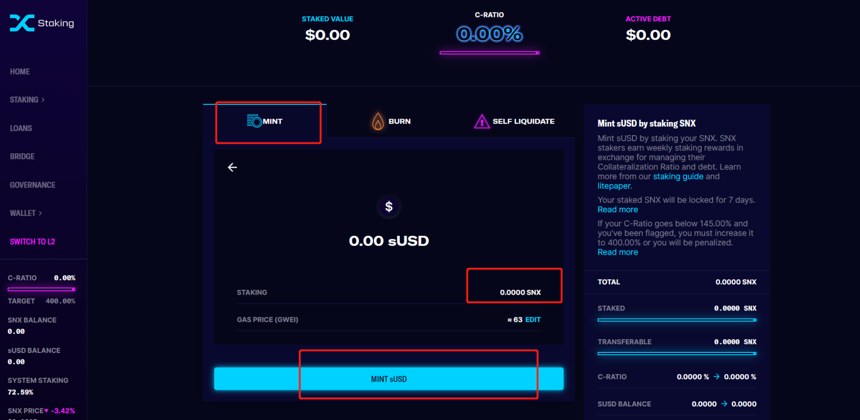 图片来源于 https://staking.synthetix.io/staking/mint