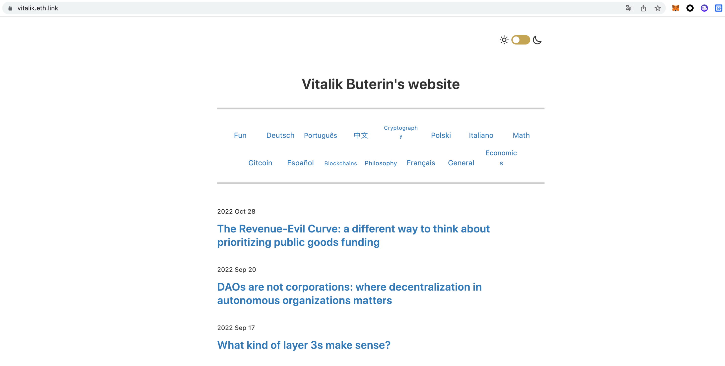 Vitalik 的个人主页