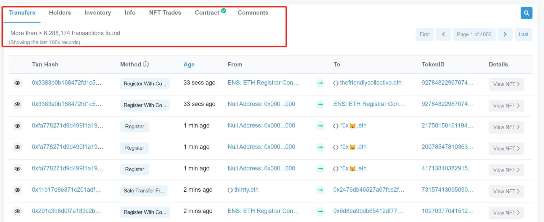 Etherscan - Trading Information