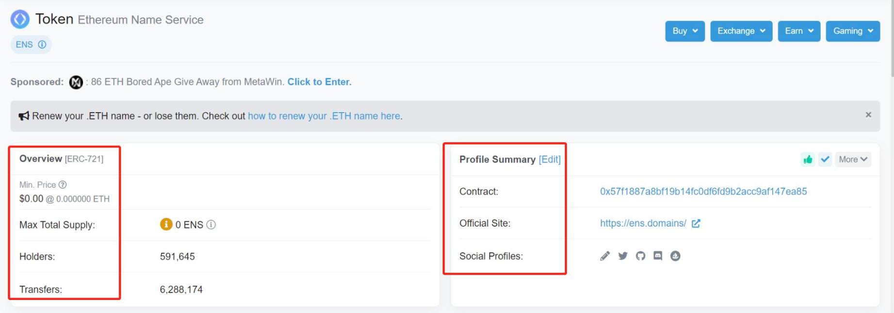 Etherscan - Project Information