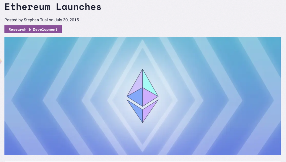 https://blog.ethereum.org/2015/07/30/ethereum-launches