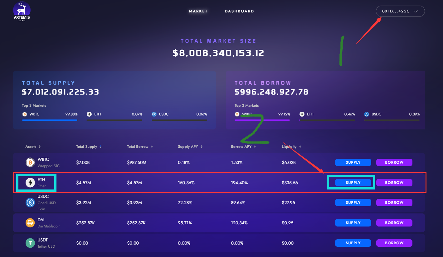 链接钱包，选择 ETH,点击质押按钮
