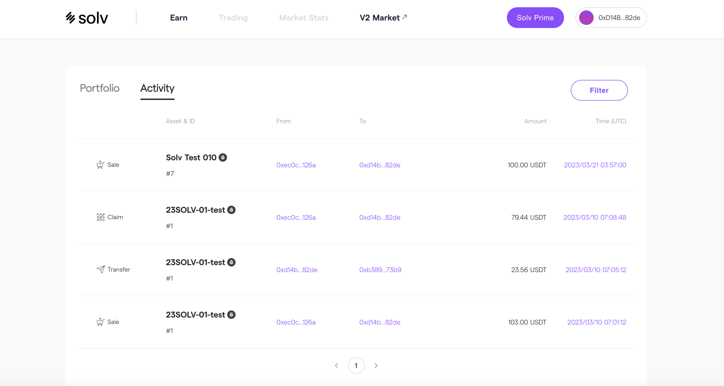 Solv V3 资金流查询界面