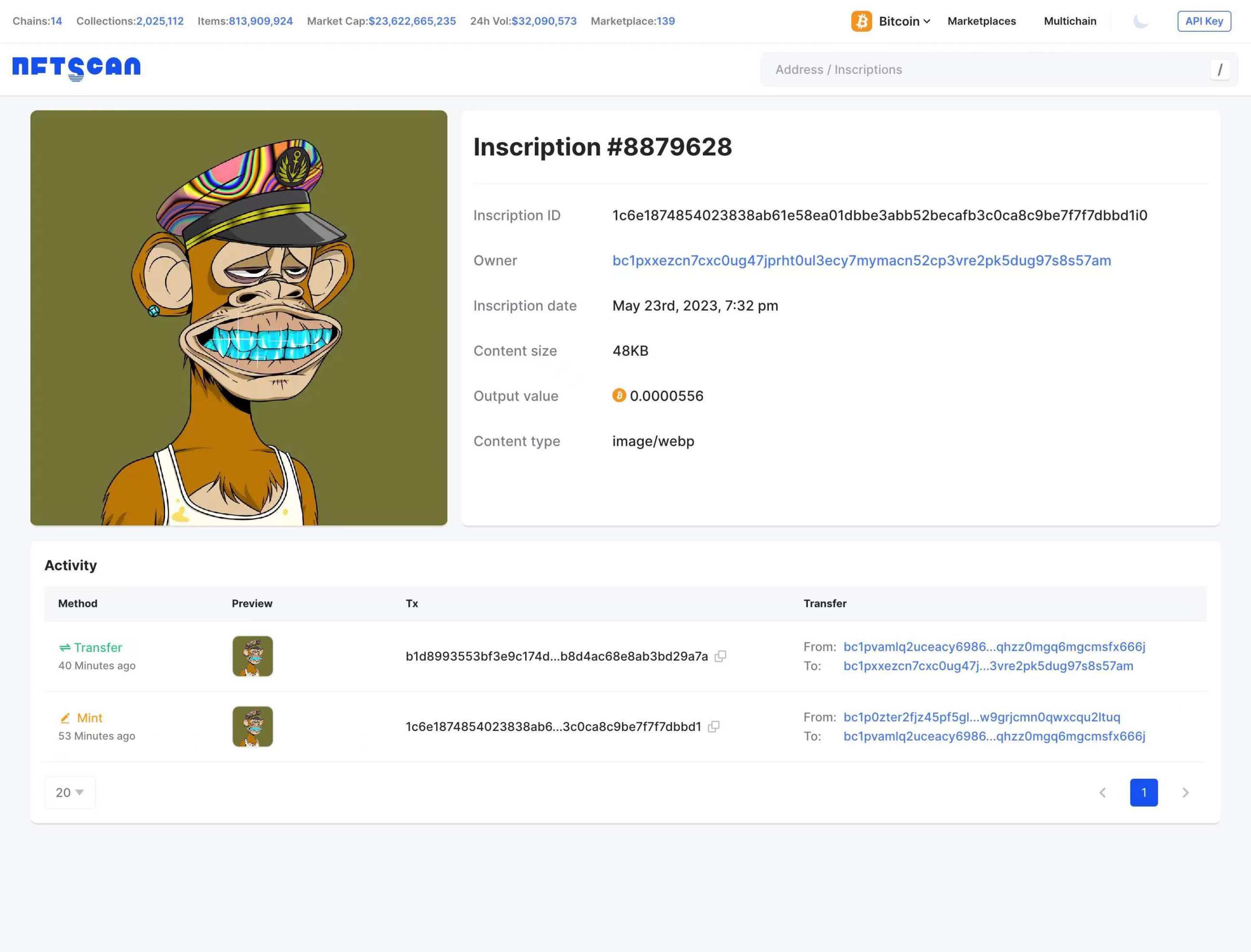 NFTScan 正式发布Bitcoin NFT 浏览器，支持Ordinals NFT 和BRC20 资产- Foresight News