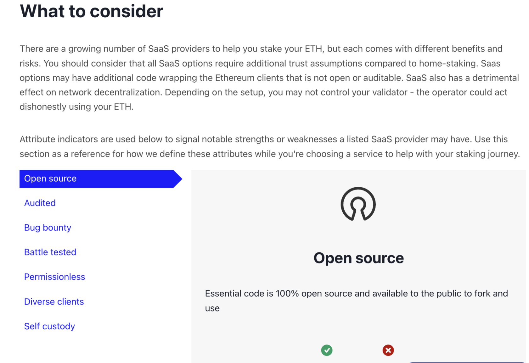 https://ethereum.org/en/staking/saas/#what-to-consider