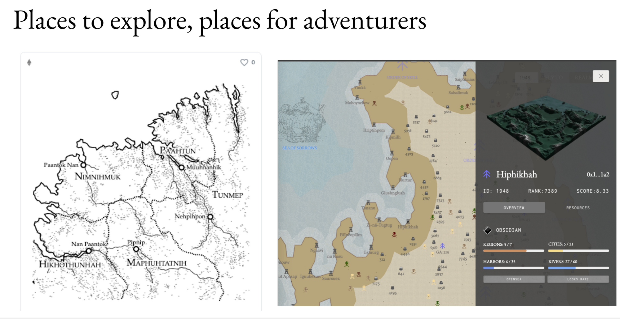Screenshot of Realm NFT and earlier version of Realm: Eternum
