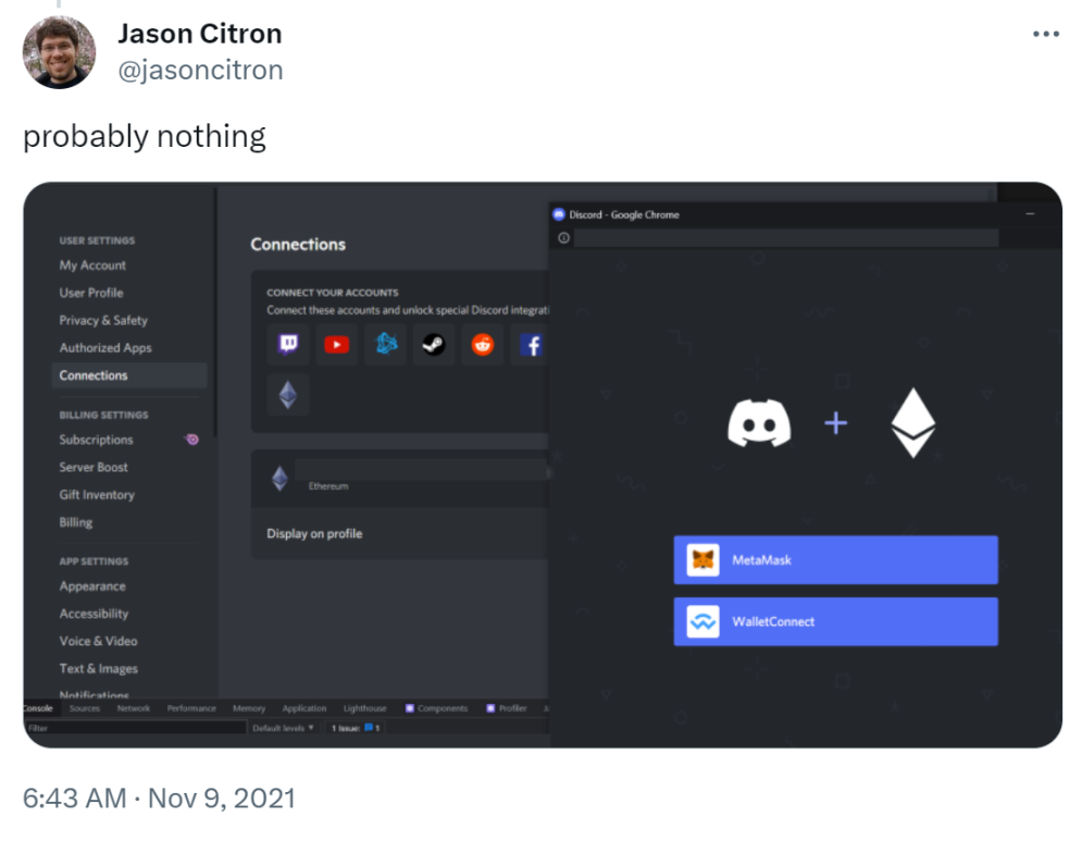 图片来源：Discord CEO 的一条推文