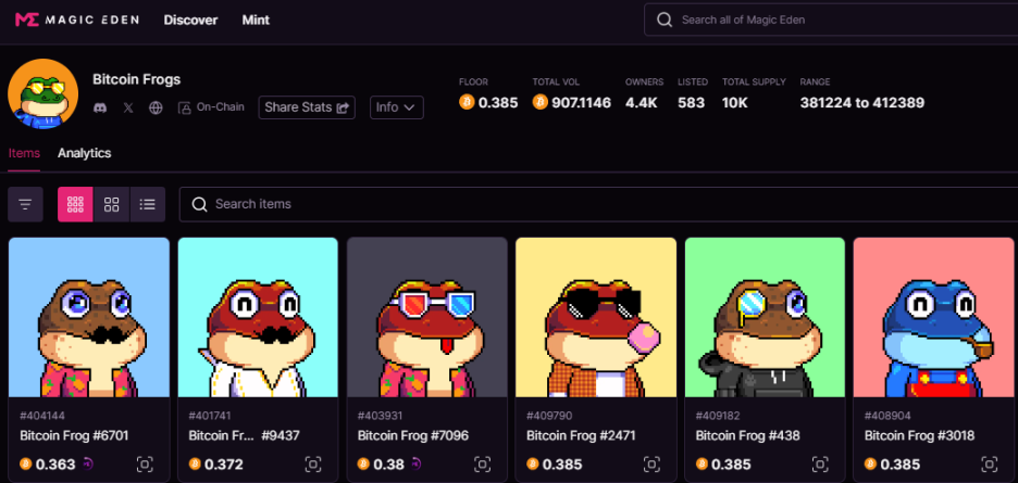 比特蛙当前地板价 0.36BTC