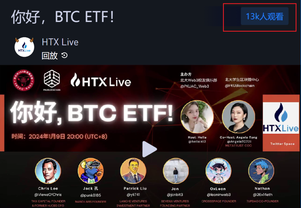 火币同步直播同时在线人数达约 1.3w 人