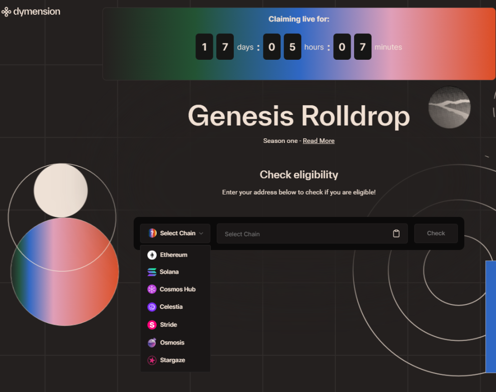 Dymension 启动创世空投