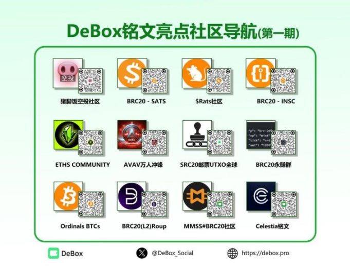 DeBox 目前拥有的铭文和 Brc20 交流群