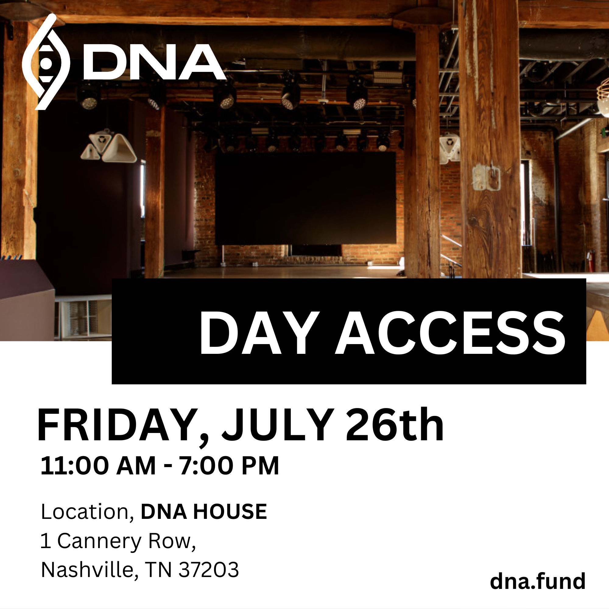 Day-2 Access - DNA House, Nashville Edition. Join us for Presentations and Cocktails!