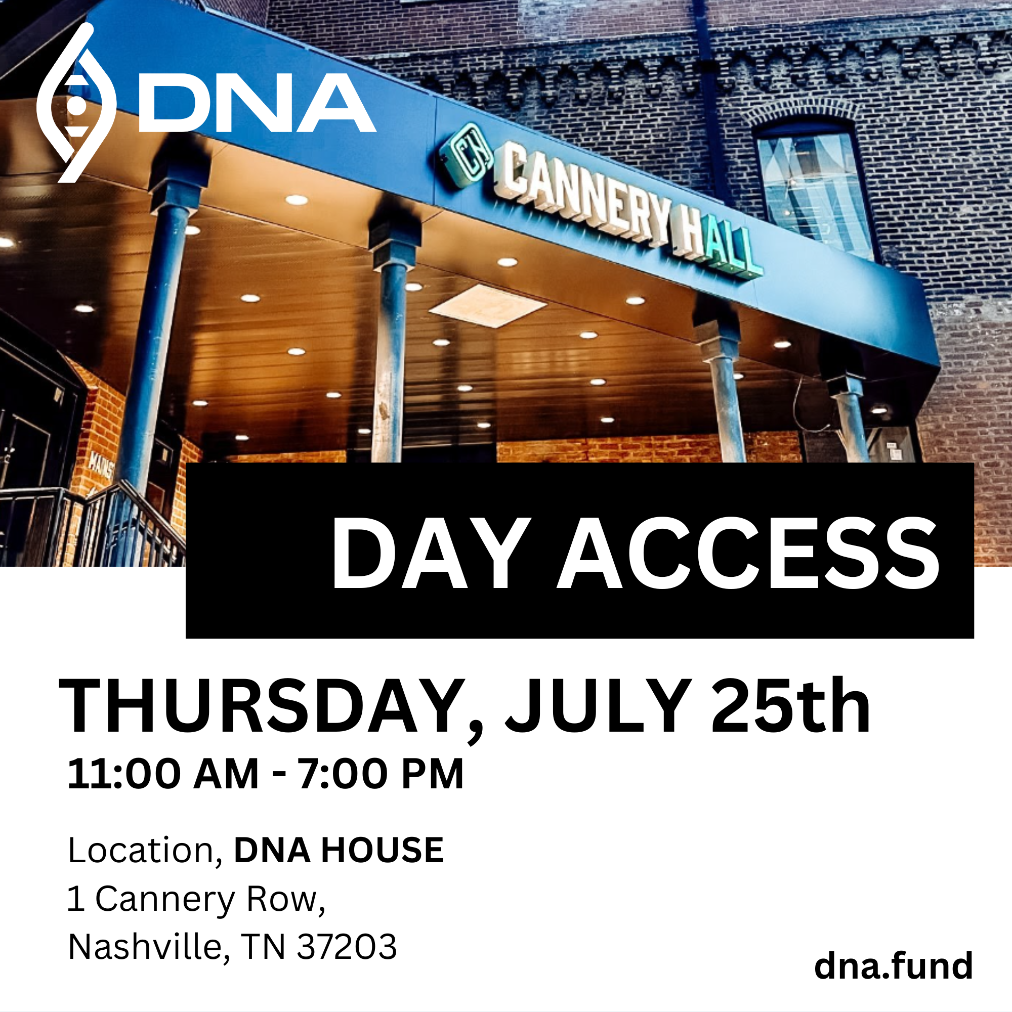 Day-1 Access - DNA House, Nashville Edition. Join us for Presentations and Cocktails!