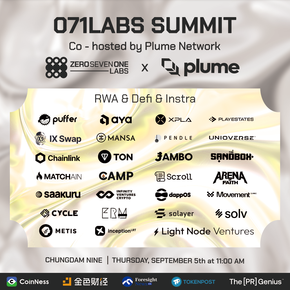 071 Labs' RWA, DeFi & Infrastructure Summit - Co-Hosted by Plume Network