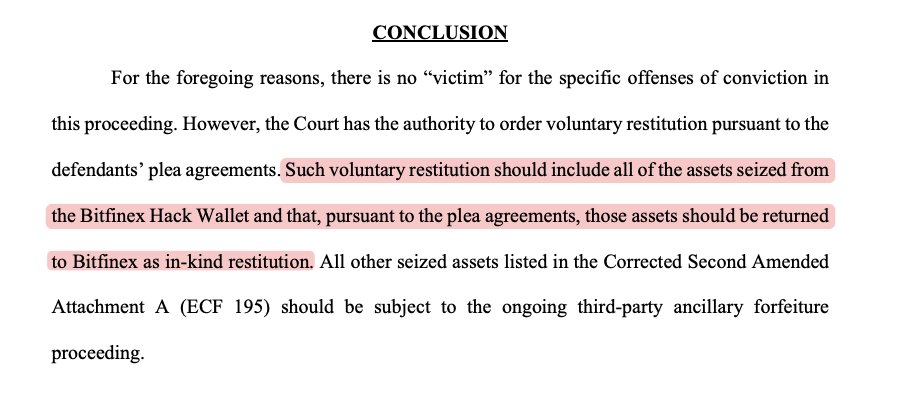 美国政府建议 Bitfinex 黑客事件中被缴获的比特币应以实物形式返还