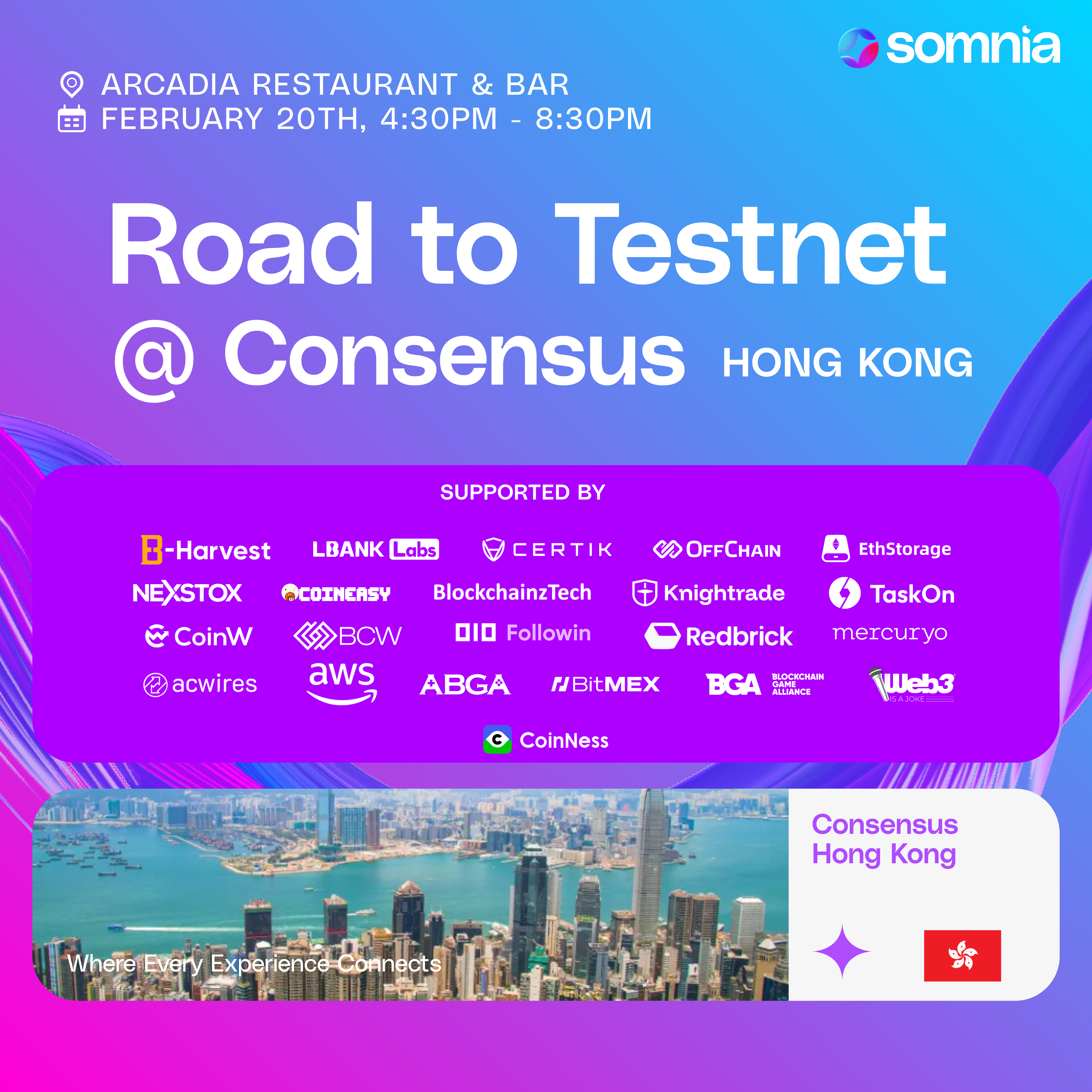 Somnia’s Road to Testnet @ Hong Kong, Happy Hour w/ Somnia