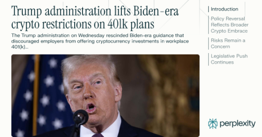 Trump administration lifts Biden-era crypto restrictions on 401k plans