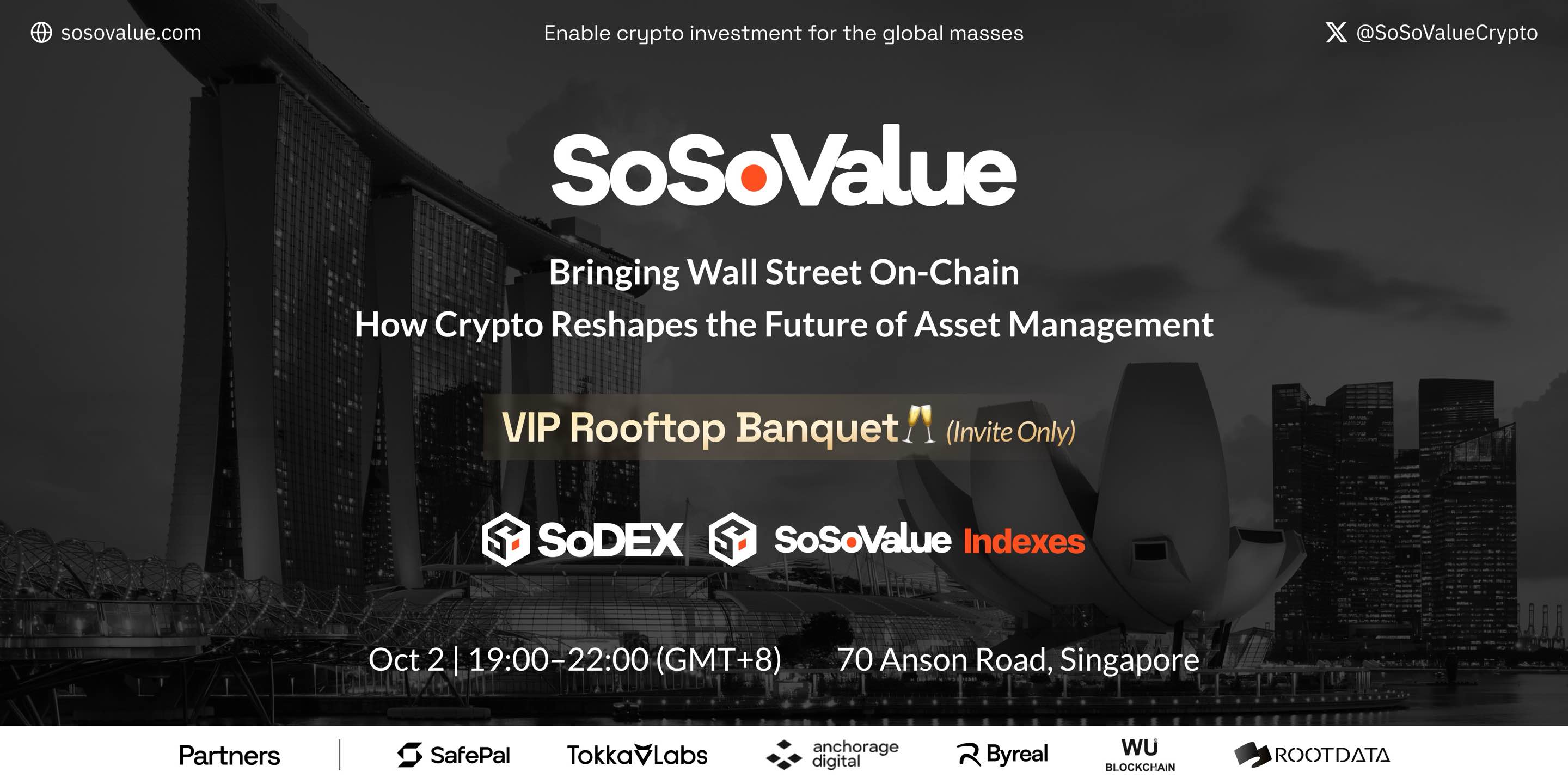 SoSoValue VIP Rooftop Banquet | How Crypto Reshapes the Future of Asset Management @TOKEN2049 Singapore (Invite Only)