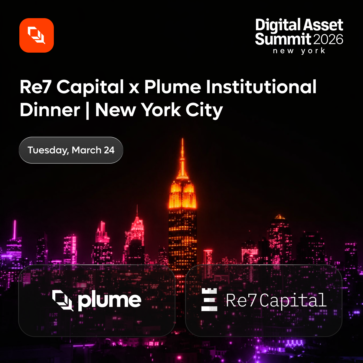 Re7 Capital x Plume Institutional Dinner | New York City